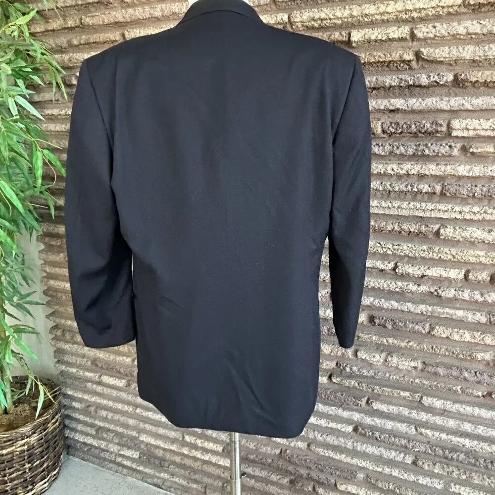 Ted Lapidus Vintage Midnight Navy Blue Double Breasted Sports Coat Blazer  40R